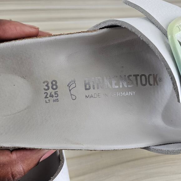 Birkenstock White Leather Rainbow Madrid Big Buckle Sandal Size 38 - Picture 8 of 8